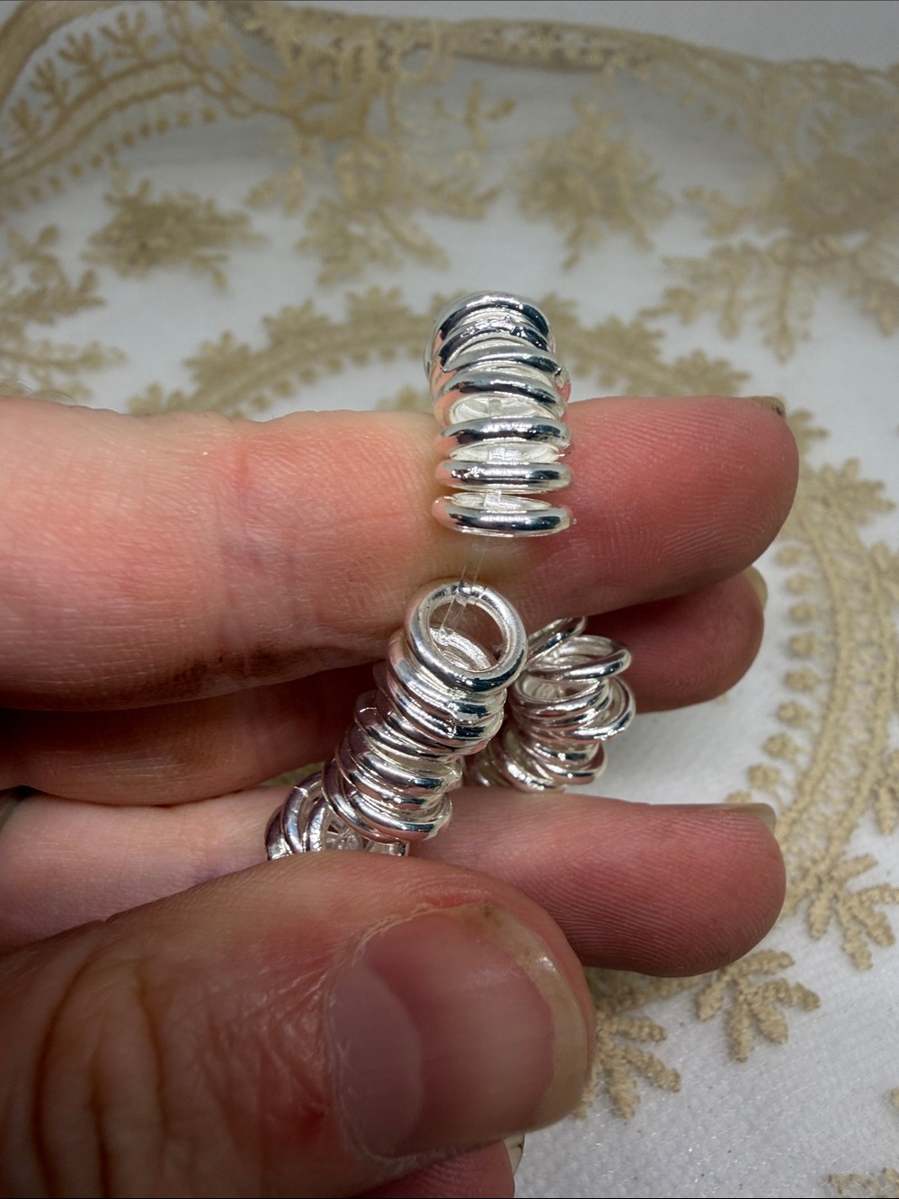 925 Sterling Silver Handmade Jump Ring Stretch Bracelet clean girl stackable - Picture 5 of 7